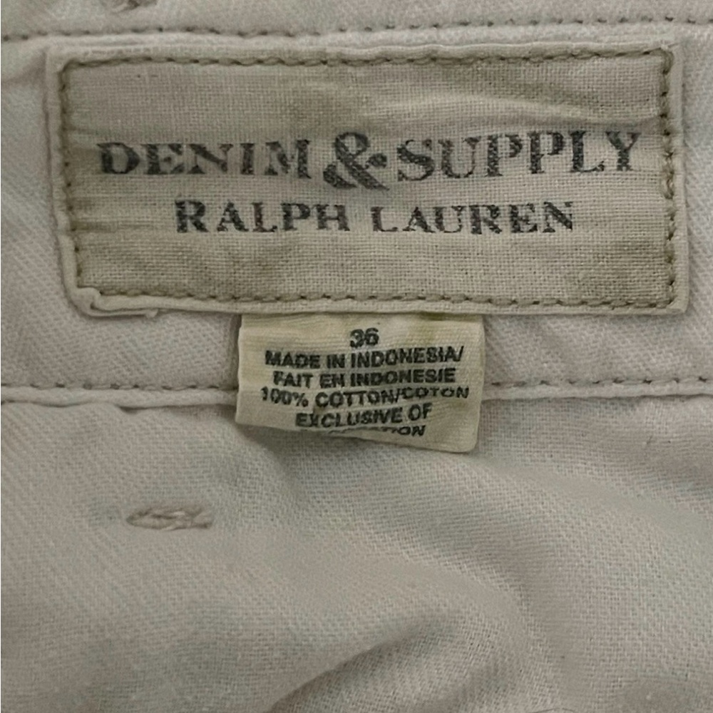 Denim &Supply Ralph Lauren White Cotton Cargo Shorts Mens Size 36 American Flag. - Picture 10 of 16